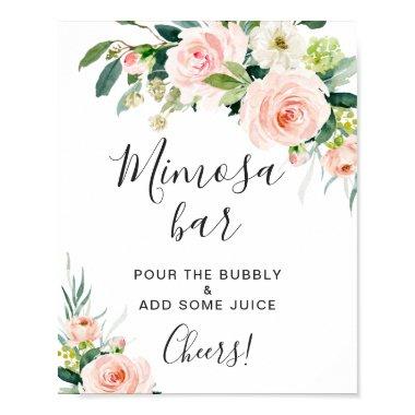 Pink Blush Flowers Floral Mimosa Bar Wedding Sign