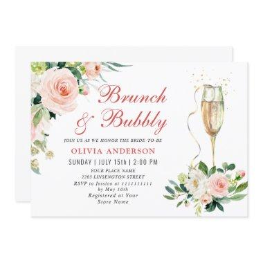 Pink Blush Flowers Greenery Floral Brunch & Bubbly