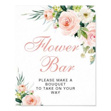 Pink Blush Flowers Greenery Floral Flower Bar Sign