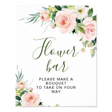 Pink Blush Flowers Greenery Floral Flower Bar Sign