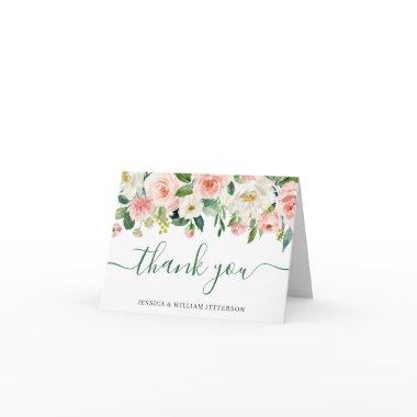 Pink Blush Flowers Greenery Floral Thank You