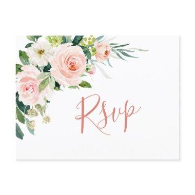 Pink Blush Flowers Greenery Floral Wedding RSVP Post