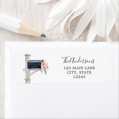 Pink Blush Flowers in Mailbox Label