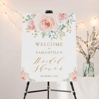 Pink Blush Gold Flower Bridal Shower Welcome Foam Board