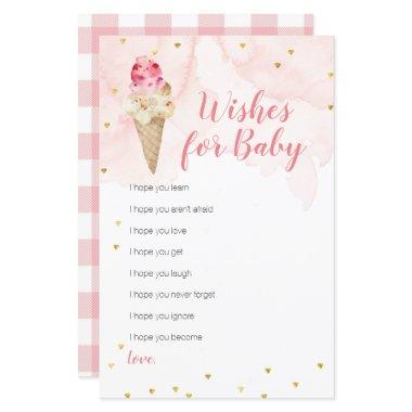 Pink Blush Ice Cream Wishes for Baby Invitations