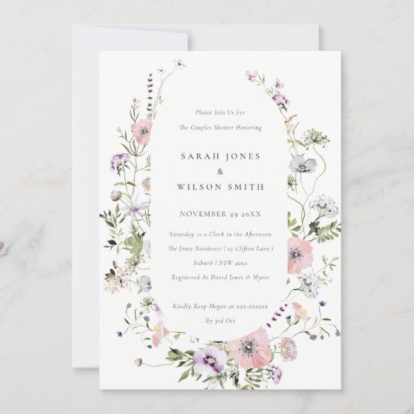 Pink Blush Lilac Wildflower Couples Shower Invite