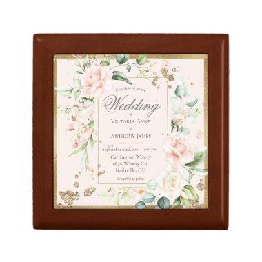 Pink Blush Romantic Floral Wedding Invitations Gift Box