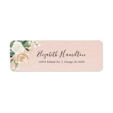 Pink Blush & Rose Gold Floral Watercolor Elegant Label