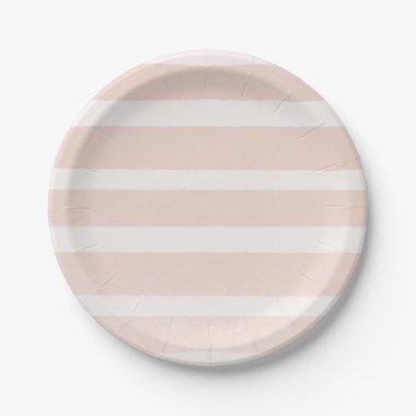 Pink Blush & White Modern Chic Stripes Paper Plates