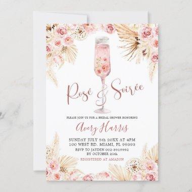 Pink Boho Rose Soiree Bridal Shower Invitations