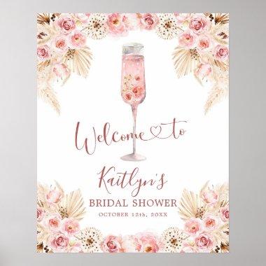 Pink Boho Rose Soiree Welcome Sign