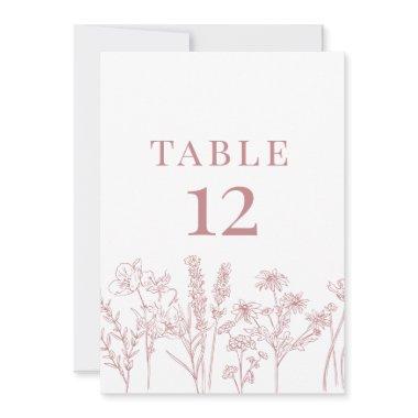 Pink Boho Wildflower Table Card Number