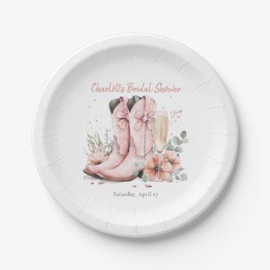 Pink Boots & Bubbly Champagne Glass  Paper Plates