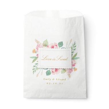 Pink Botanical Love is Sweet Wedding Bridal Shower Favor Bag