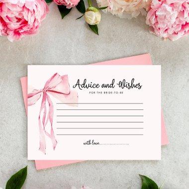 Pink Bow Advice and Wishes Bridal Shower Enclosure Invitations