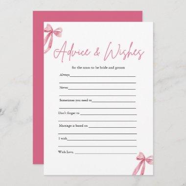 Pink Bow Advice and Wishes Bridal Shower Game Invitations