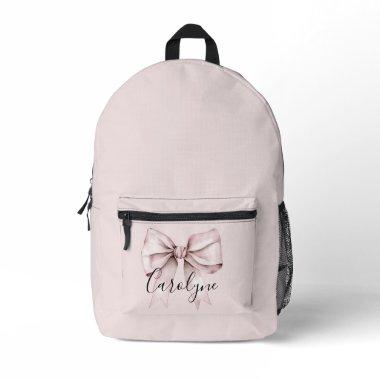 Pink bow aesthetic coquette Personalized Name Printed Backpack