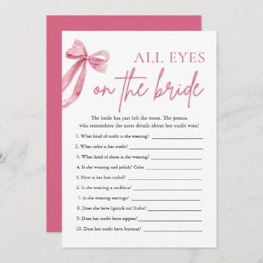 Pink Bow All Eyes On The Bride Bridal Shower Game Invitations