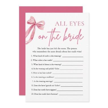 Pink Bow All Eyes On The Bride Bridal Shower Game Invitations