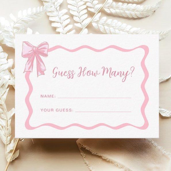 Pink Bow Baby Shower Guess How Many Game Enclosure