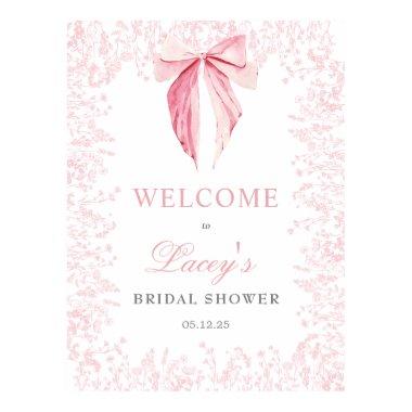 pink bow Baby Shower  Poster