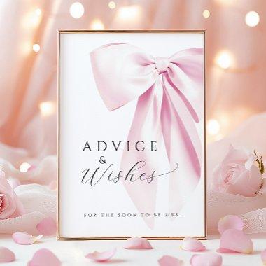 Pink Bow  Advice & Wishes Table Sign