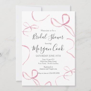 Pink bow Bridal Shower Invitations, Tied the Knot Invitations