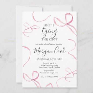 Pink bow Bridal Shower Invitations Tying the Knot