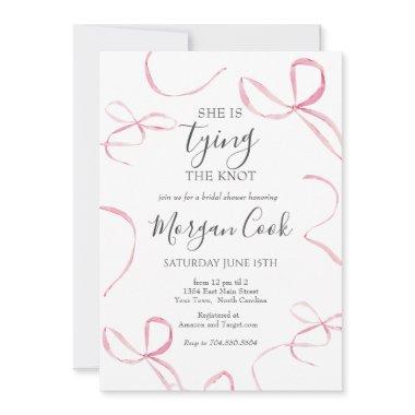 Pink bow Bridal Shower Invitations Tying the Knot