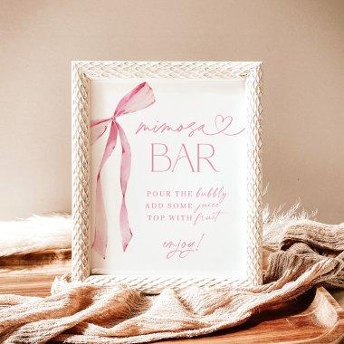 Pink Bow  Mimosa Bar Sign, Bubbly Bar Poster