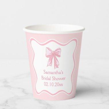 Pink Bow  Paper Cups