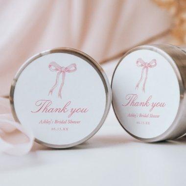 Pink Bow  Thank You Favor Classic Round Sticker