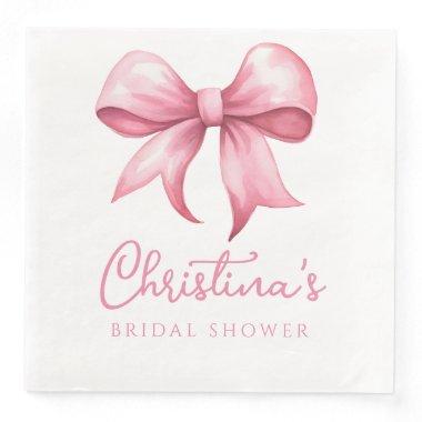 Pink Bow Coquette Bridal Shower Paper Dinner Napkins