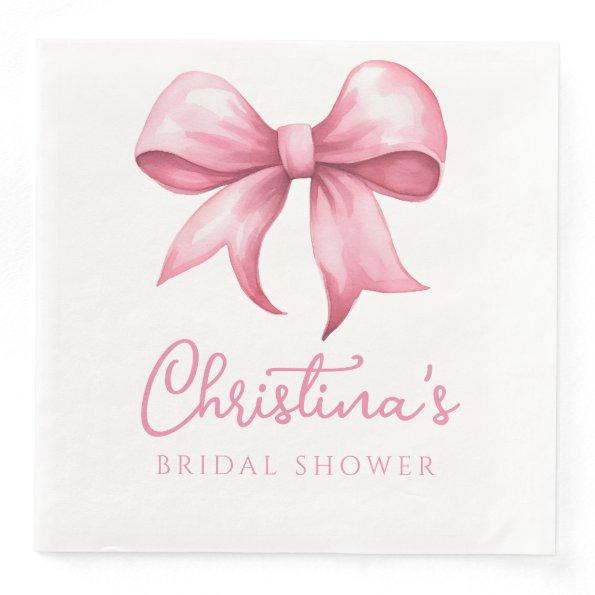 Pink Bow Coquette Bridal Shower Paper Dinner Napkins