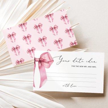 Pink Bow Date night ideas. Date jar bridal game Enclosure