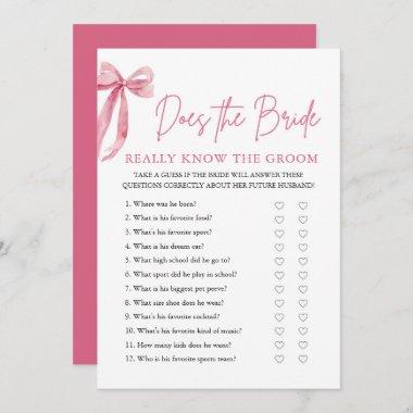 Pink Bow Does The Bride Really Know The Groom Game Invitations