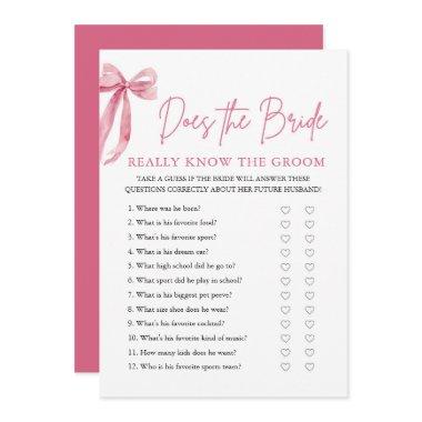 Pink Bow Does The Bride Really Know The Groom Game Invitations