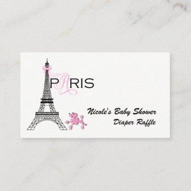 Pink Bow Eiffel Tower Paris France Diaper Raffle Enclosure Invitations