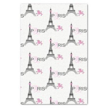 Pink Bow Eiffel Tower Paris France Poodle Chic Tissue Paper