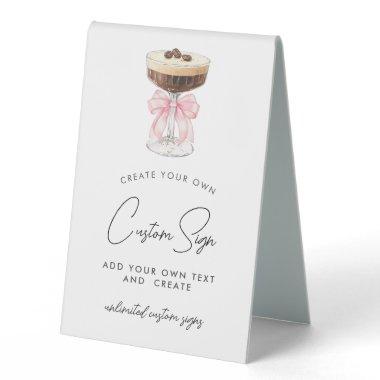 Pink Bow Espresso Martini Custom Table Tent Sign