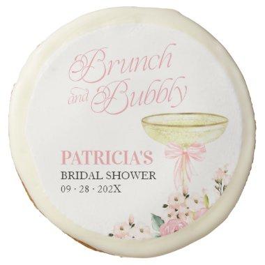 Pink Bow Floral Brunch And Bubbly  Sugar Cookie