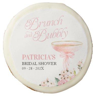 Pink Bow Floral Brunch And Bubbly  Sugar Cookie