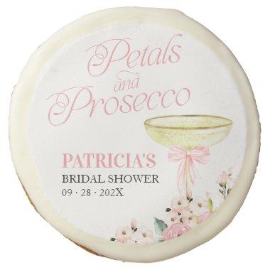 Pink Bow Floral Petals And Prosecco  Sugar Cookie
