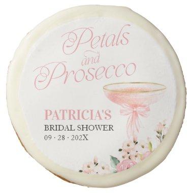 Pink Bow Floral Petals And Prosecco  Sugar Cookie