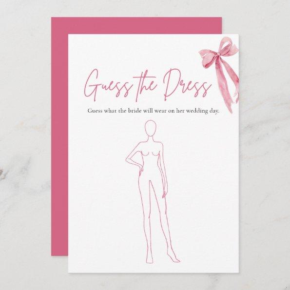 Pink Bow Guess The Dress Bridal Shower Game Invitations