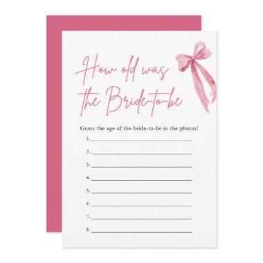 Pink Bow How Old Was the Bride  Game