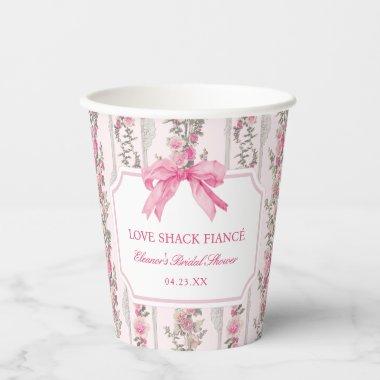 Pink Bow Love Shack Fiancé Bridal Shower Favors Paper Cups
