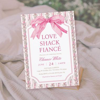 Pink Bow Love Shack Fiance Bridal Shower Invitations