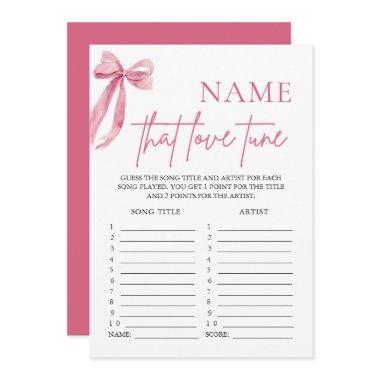 Pink Bow Name That Love Tune Bridal Shower Game Invitations