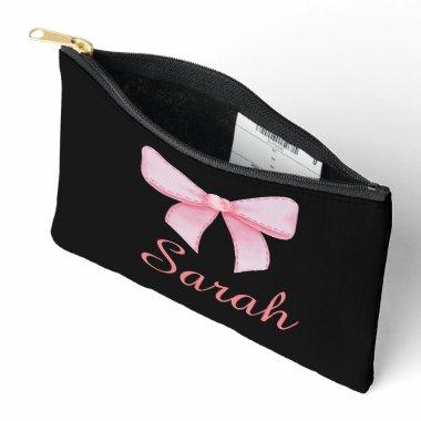 Pink Bow Name Tote Bachelorette Bridesmaid gift Accessory Pouch